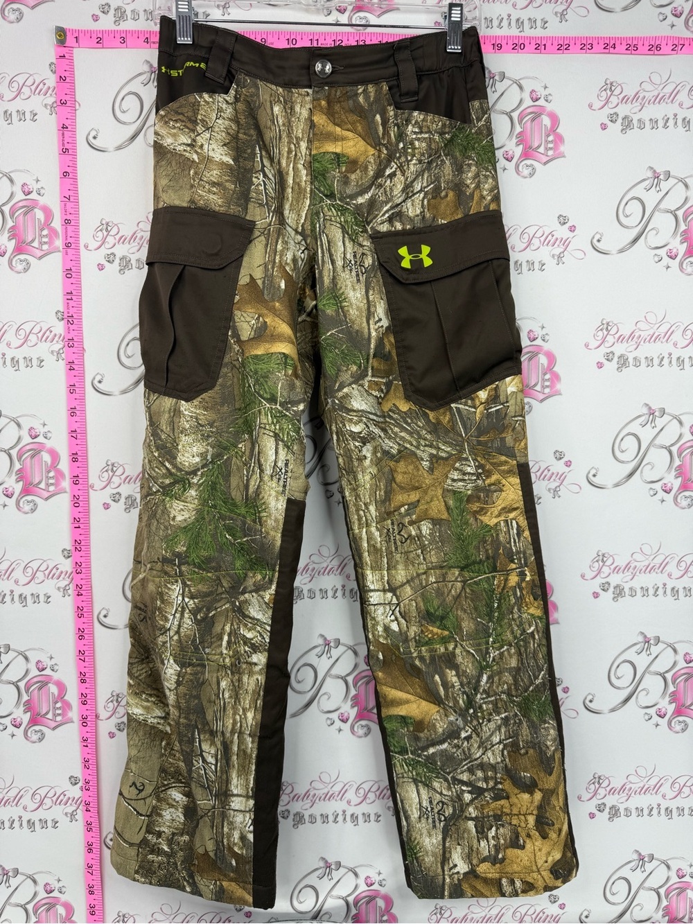 Under Armour pants storm 2 scent control hunt Boys Camouflage Cargo Brown Green
